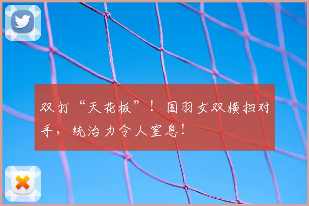 双打“天花板”！国羽女双横扫对手，统治力令人窒息！